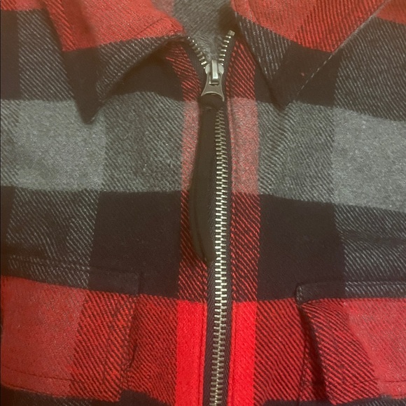 NWOT Chaps Red and Black Plaid Zip-Up Flannel Shirt - Picture 2 of 6